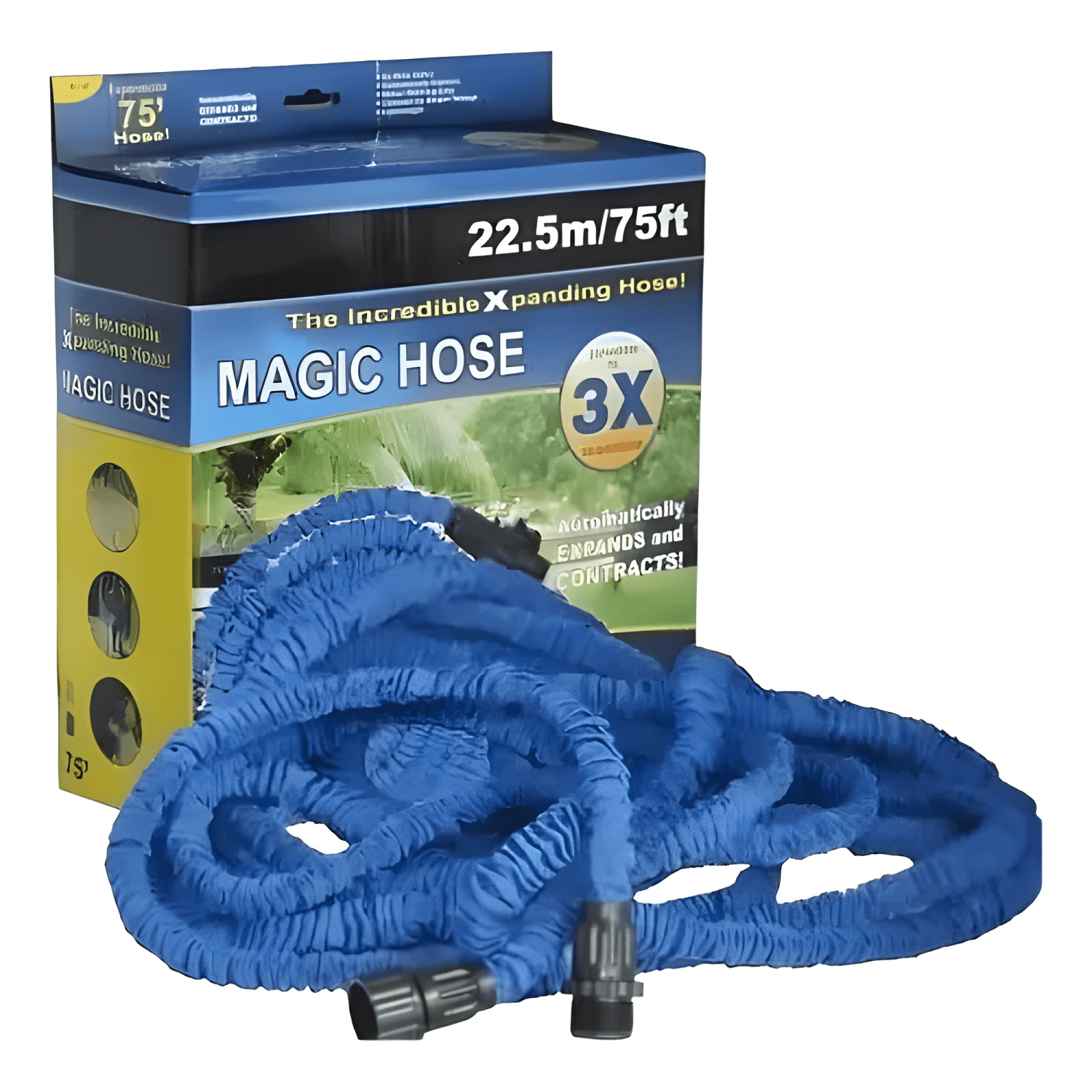 Manguera agua con pistola retractil expandible 22.5m Azul-0