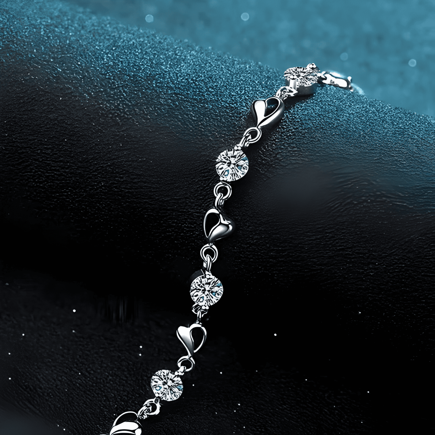 Pulsera plata 925 cristales corazón fino regalo-2
