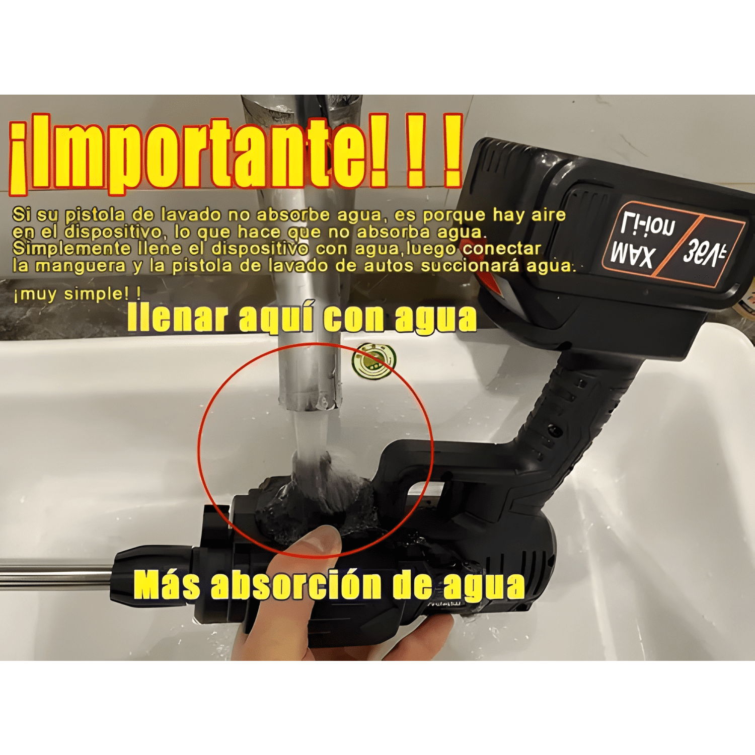Pistola De Lavado De Coche Inalámbrico Alta Presión Pila #2-2
