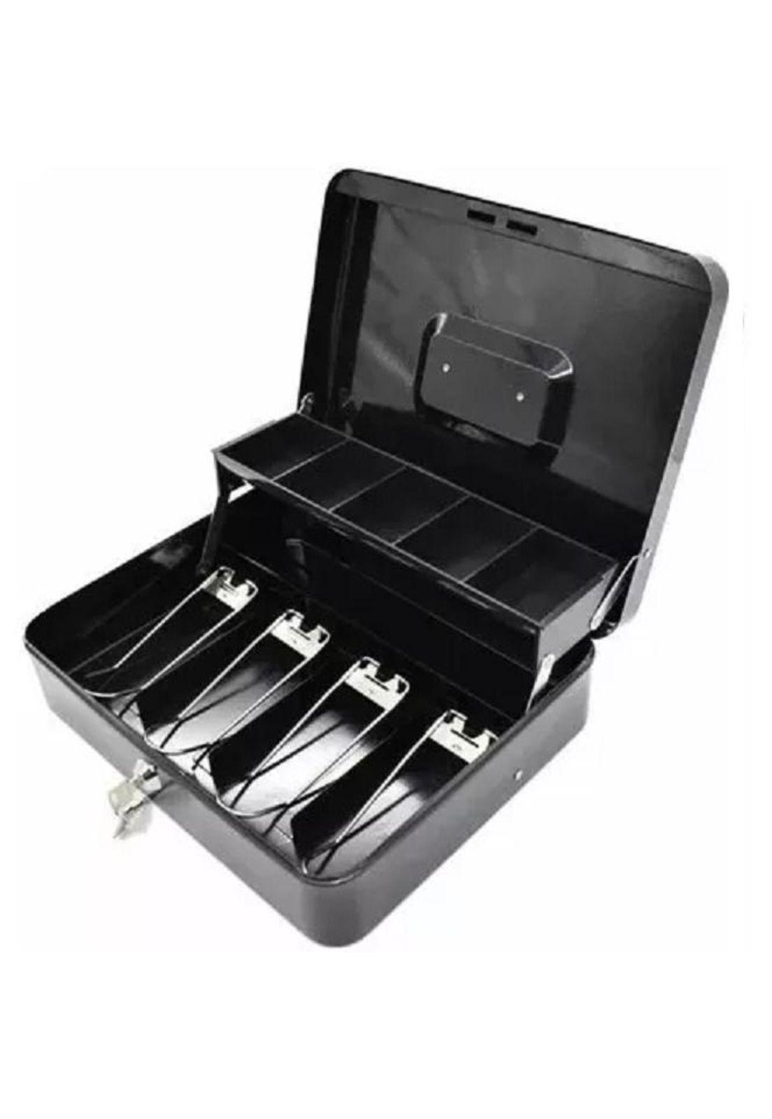 Caja organizadora de dinero negra con llave de seguridad ...-3