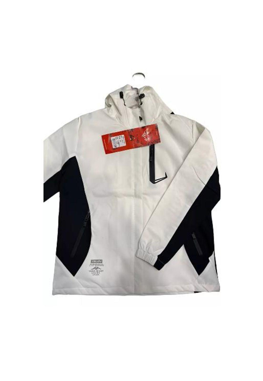 Chaqueta cortaviento deportiva ultra liviana micropolar blanco, talla M-0