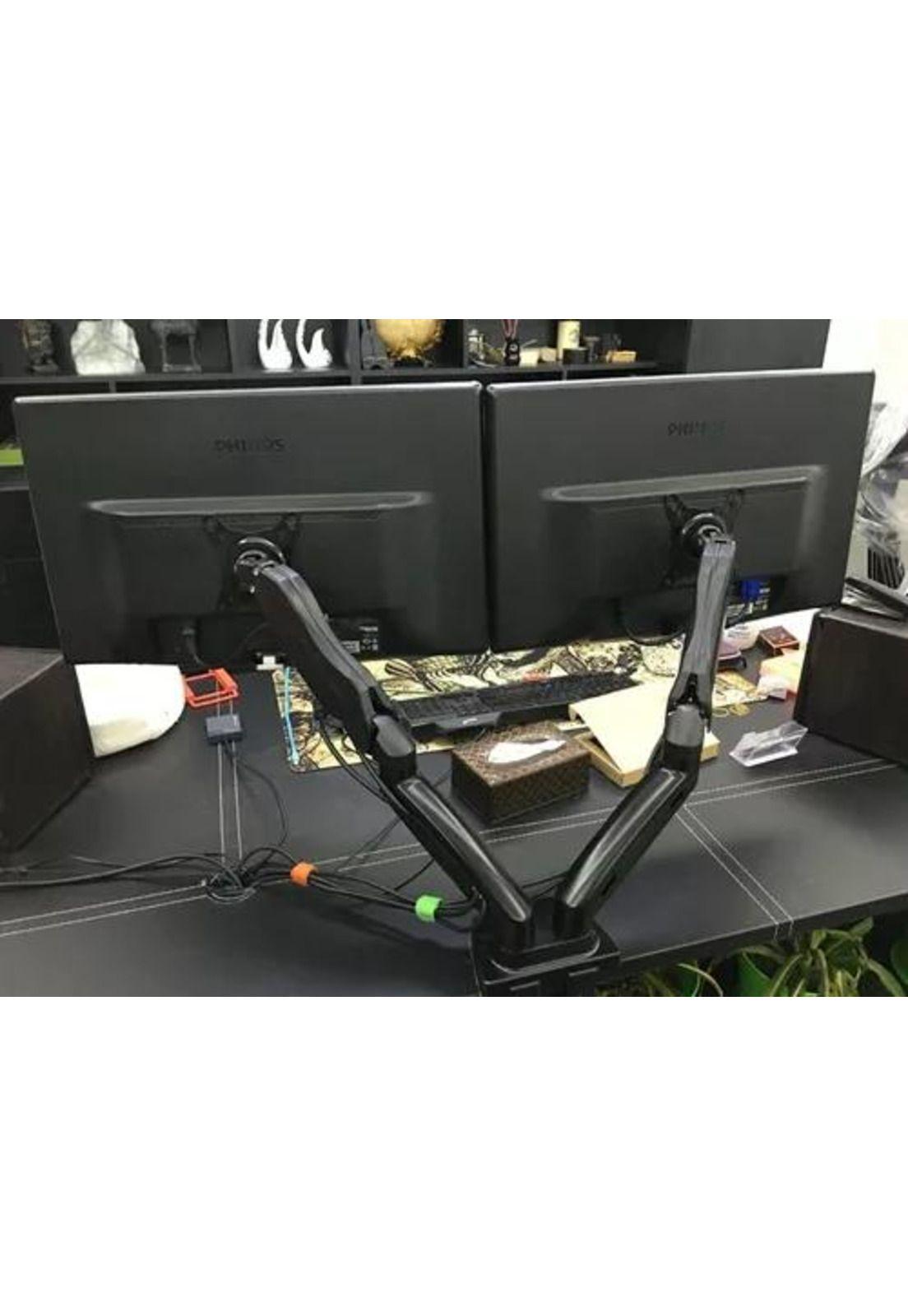 Soporte ergonómico de mesa para TV/monitor 2 brazos negro-4