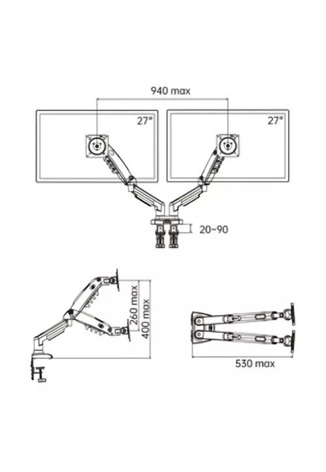 Soporte ergonómico de mesa para TV/monitor 2 brazos negro-5