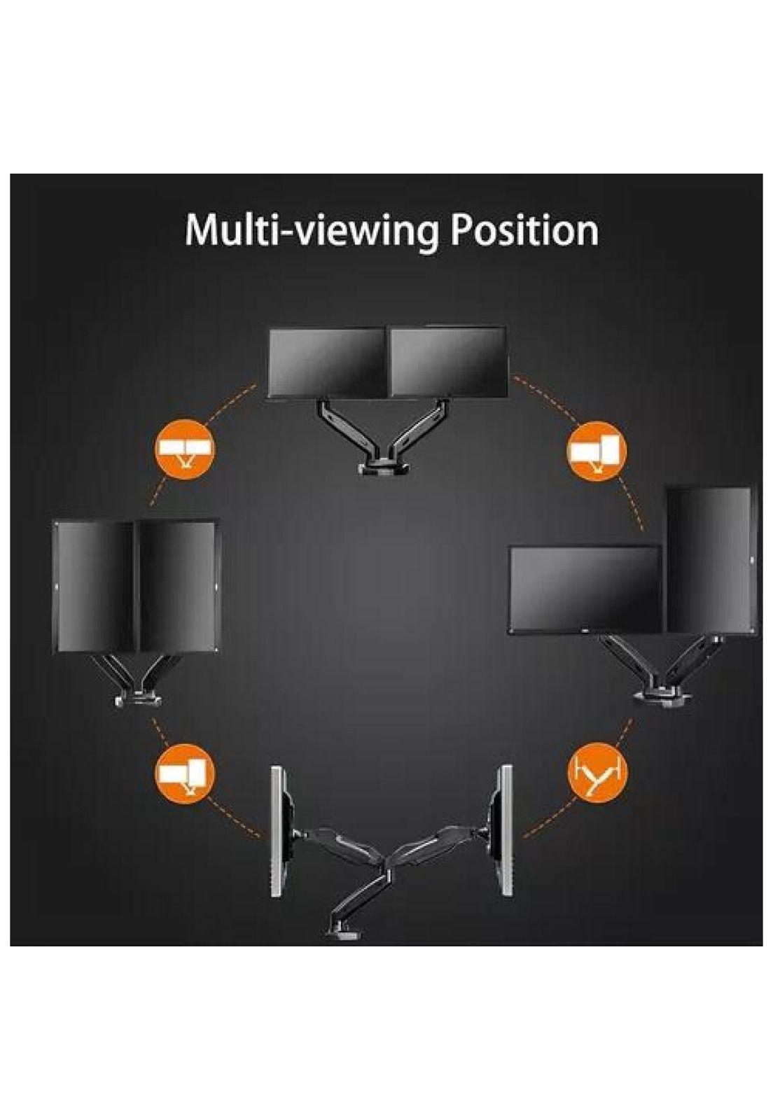 Soporte ergonómico de mesa para TV/monitor 2 brazos negro-7