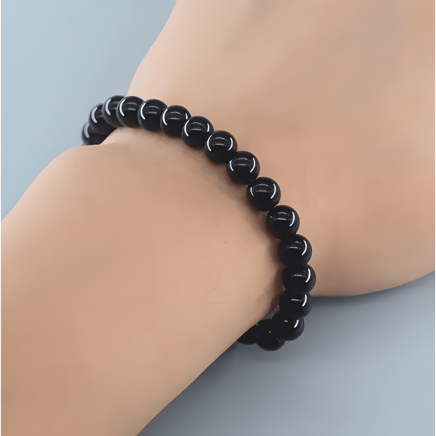 Pulsera piedra onix genuina elástica unisex proteccion-2