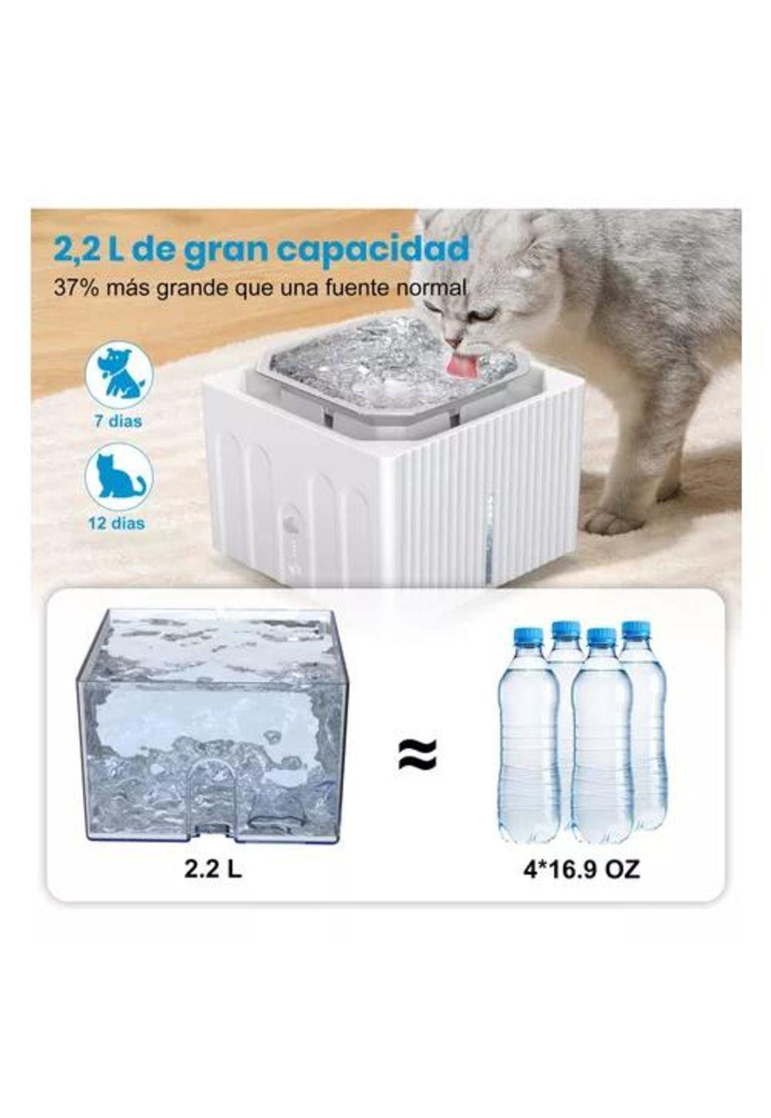 Fuente Bebedero - Dispensador de Agua Inalámbrico, Filtros, 2.2L-4