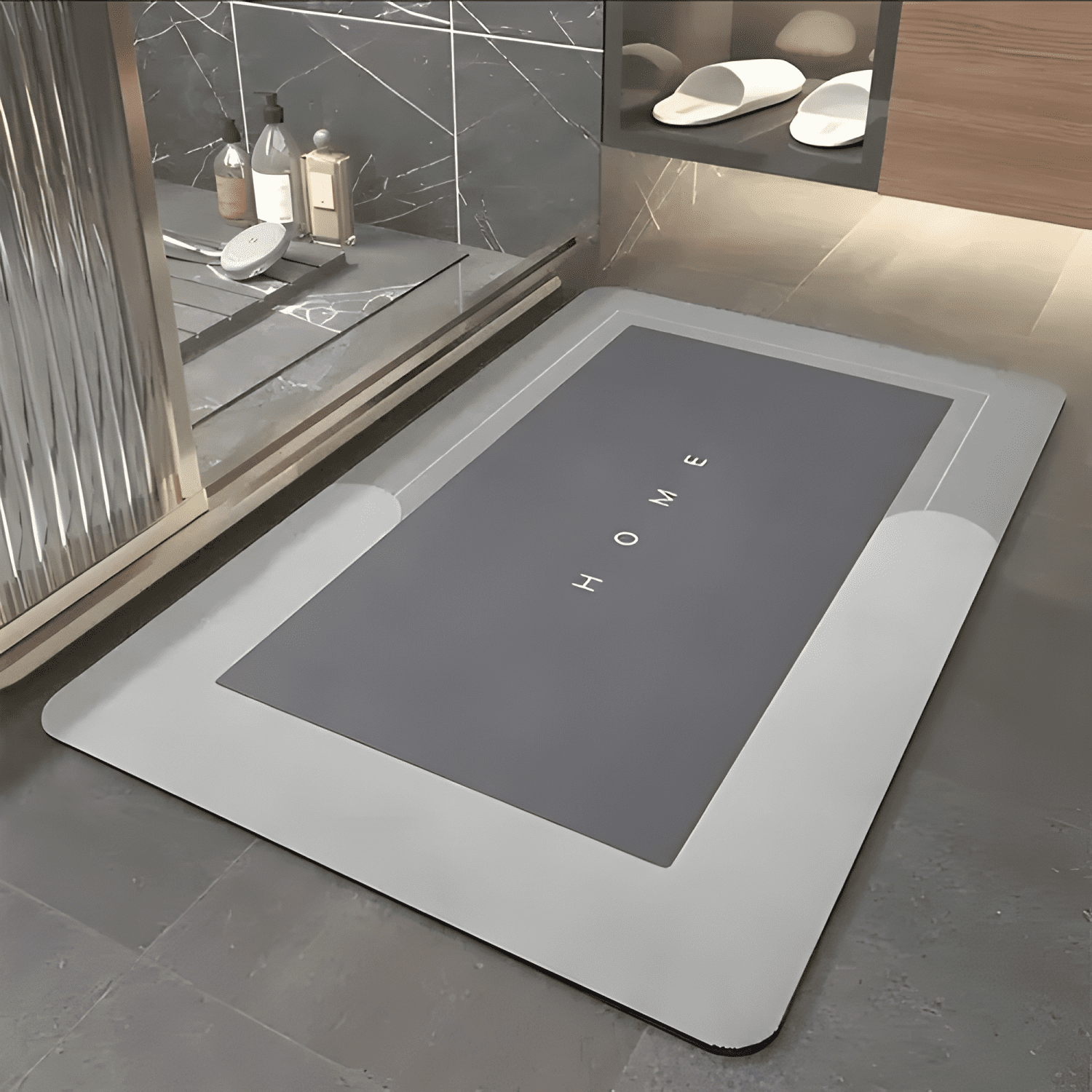 Tapete Alfombrilla De Baño Super Absorbente Gris oscuro #5-1