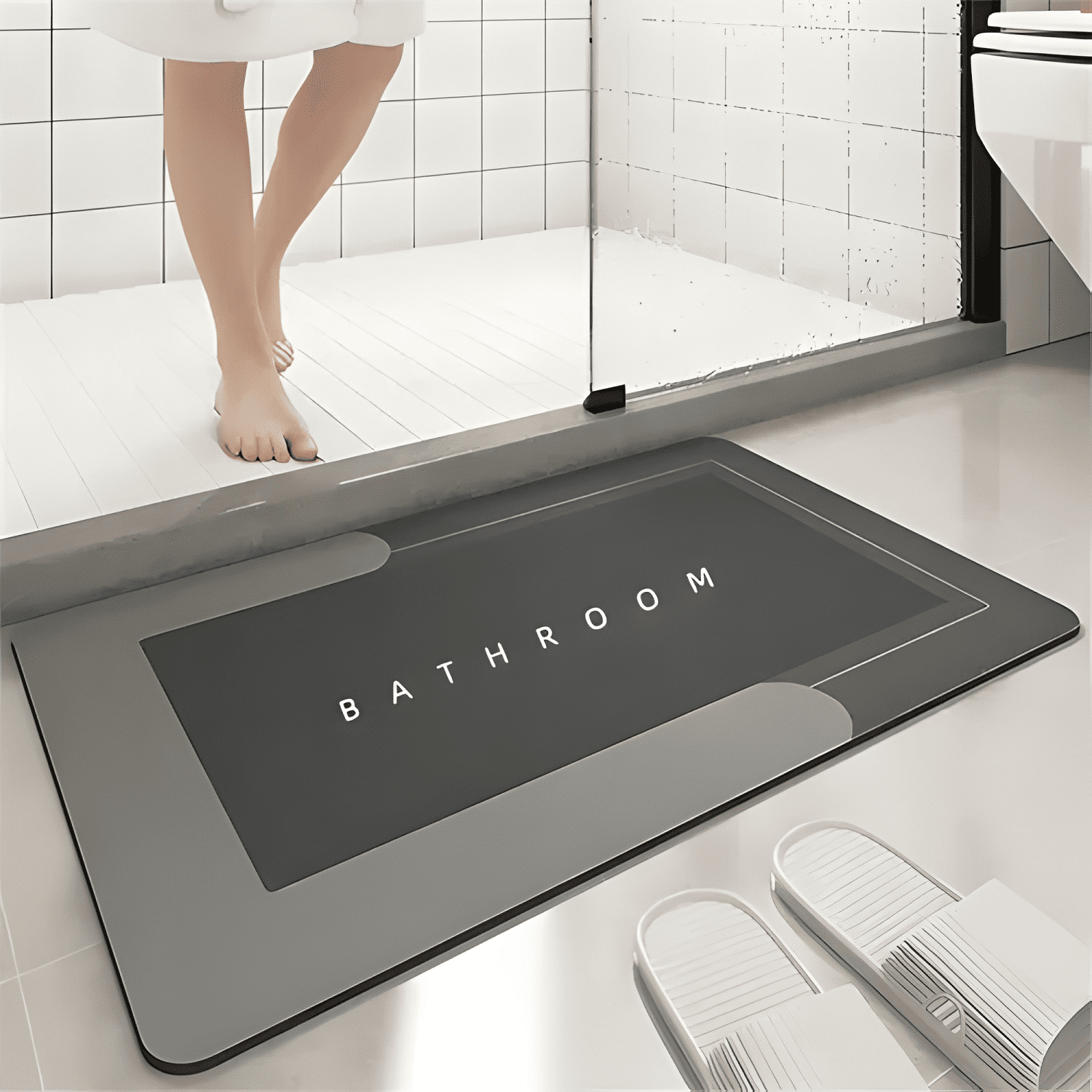 Tapete Alfombrilla De Baño Super Absorbente Gris oscuro #5-4