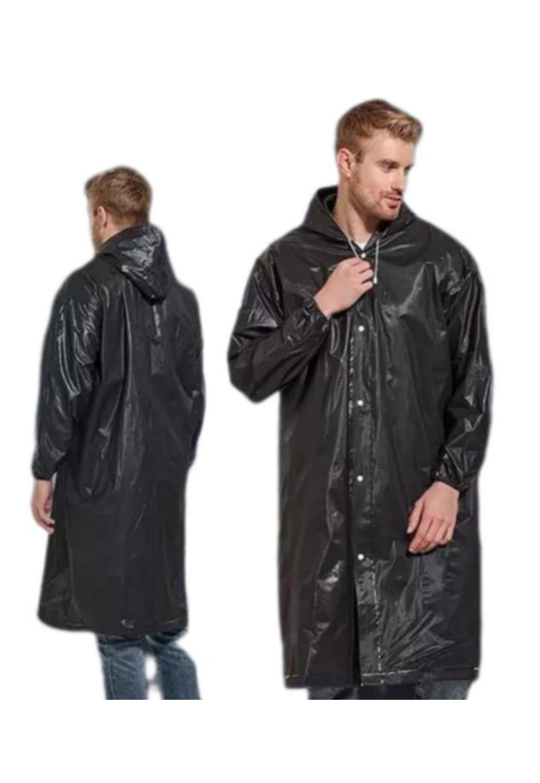 Portátil capa poncho para la lluvia 100% impermeable duro 2P, negro-2