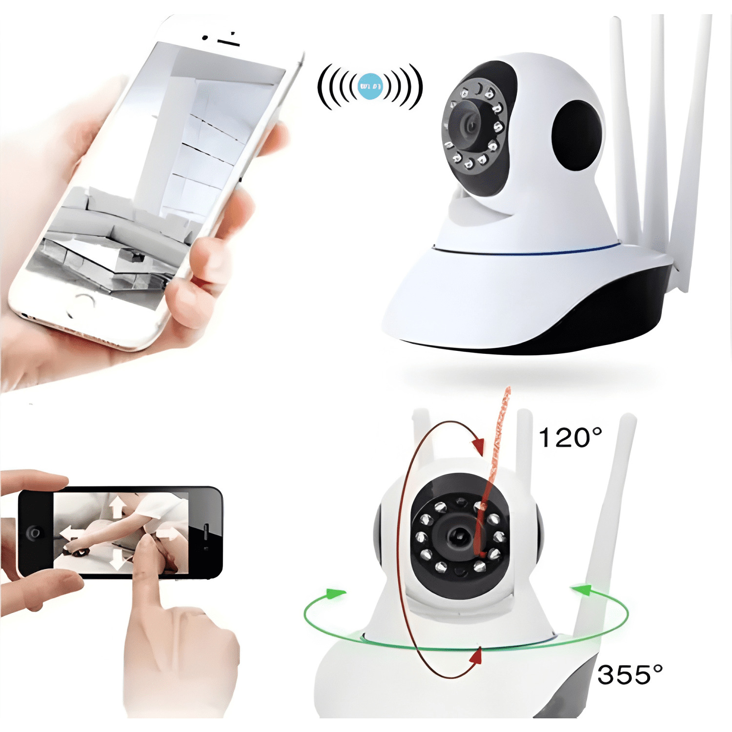 Pack 2 Camara Ip 3 Antenas Wifi Nocturna 360 Motorizada-4