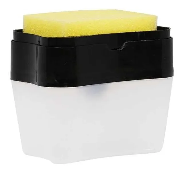 Dispensador De Lavalozas Manual Para La Cocina + Esponja Negro-0
