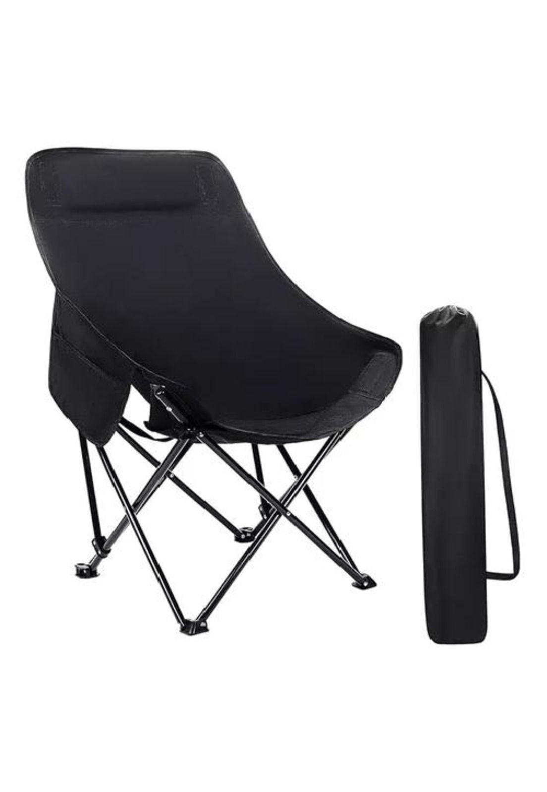 Silla plegable de camping con bolso portátil negra-0