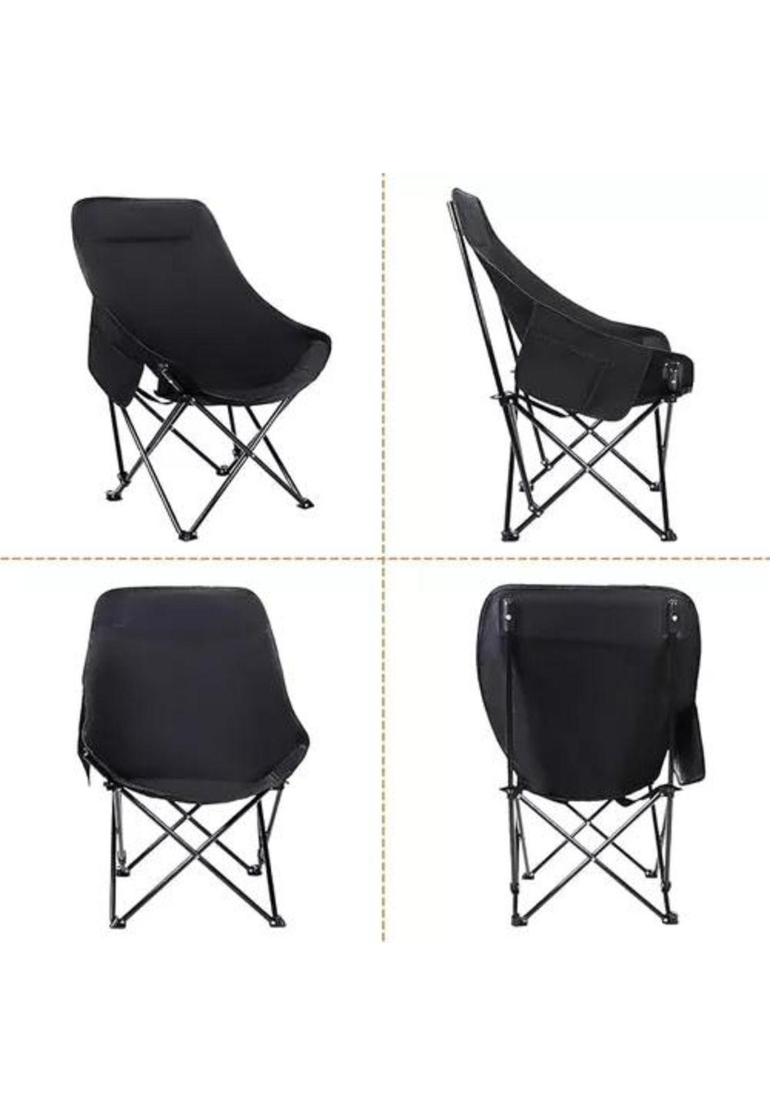 Silla plegable de camping con bolso portátil negra-1