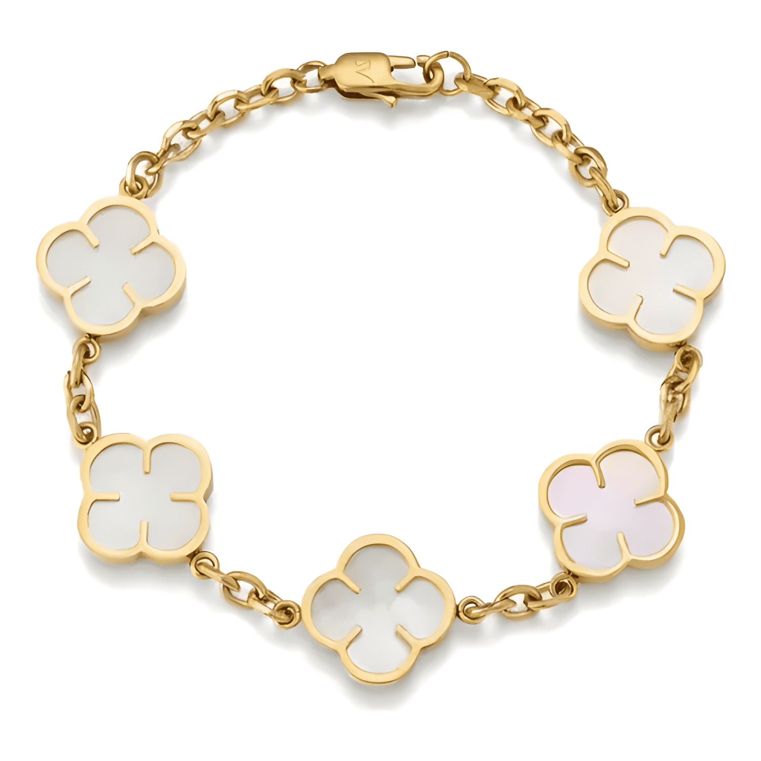 Pulsera white clover Dorado #2-0