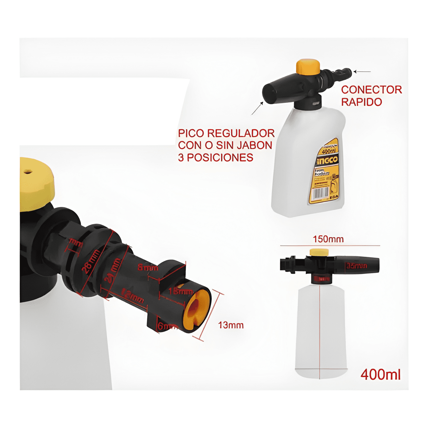 Recipiente De Jabón 400 Ml Para Hidrolavadora Ingco Amfp4002-3