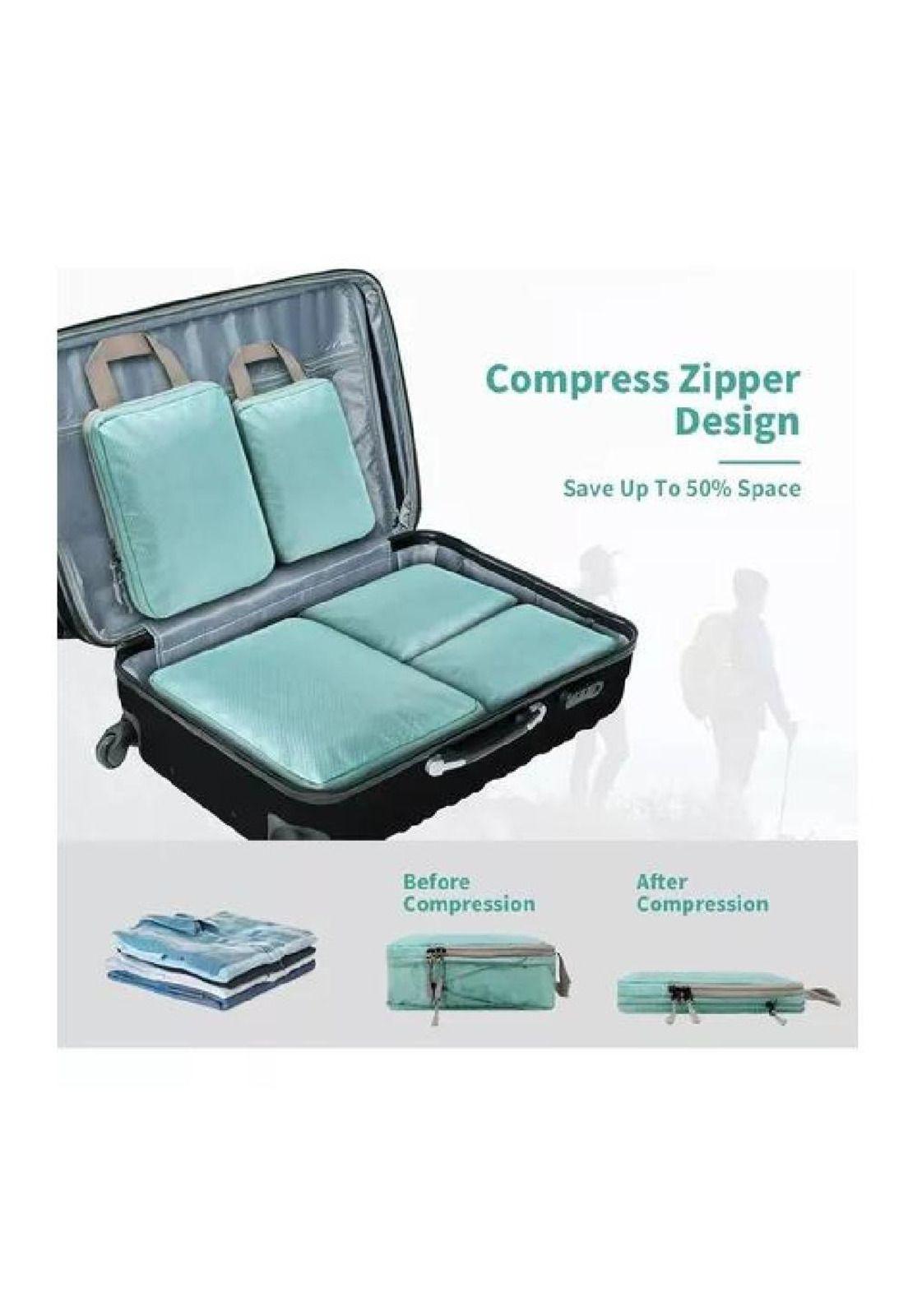 6 Piezas de Bolsas Organizadoras de Compresión para Maleta - Color Celeste-5