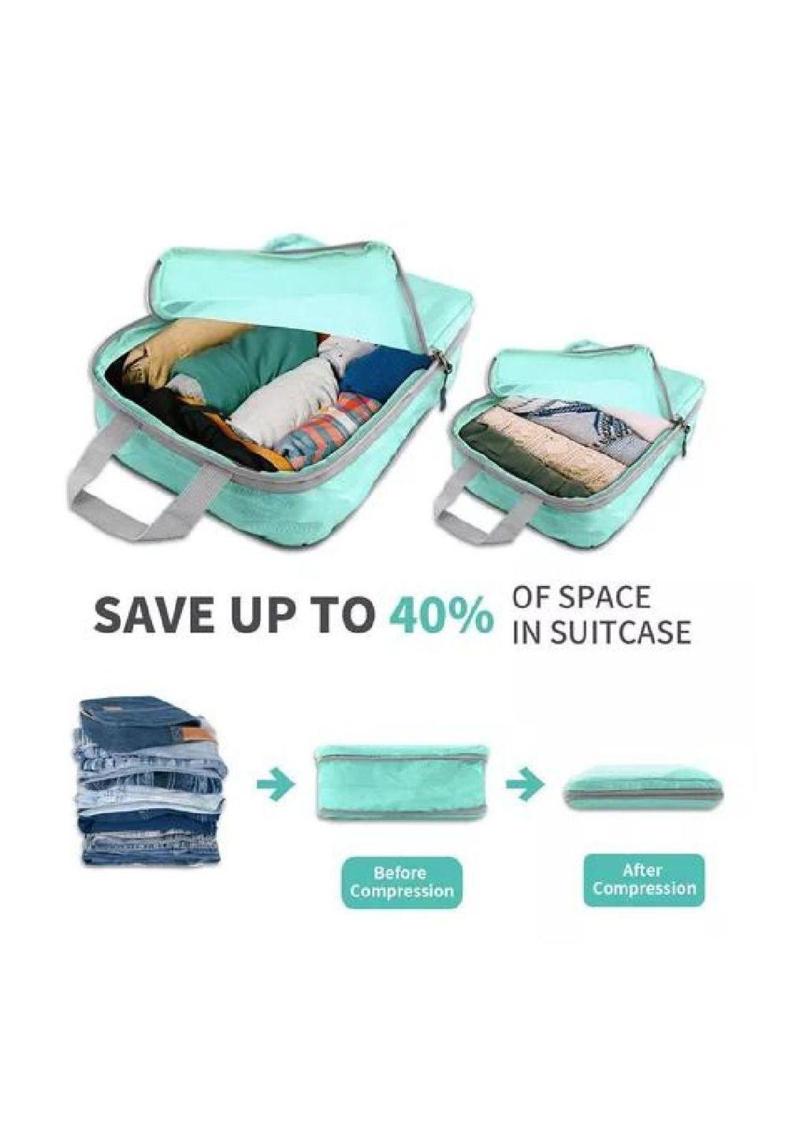6 Piezas de Bolsas Organizadoras de Compresión para Maleta - Color Celeste-6
