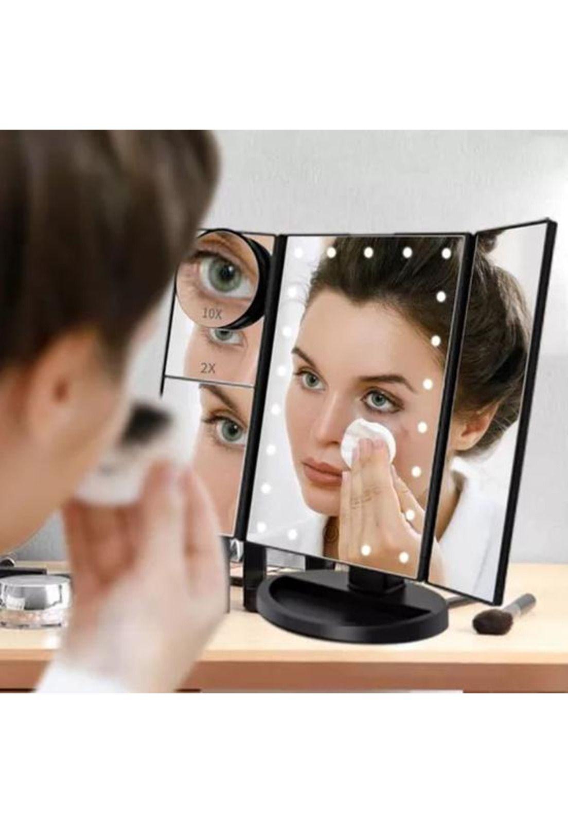 Espejo Maquillaje 22 Luces LED Aumento X1, X2, X3, X10 Giratorio Negro-5