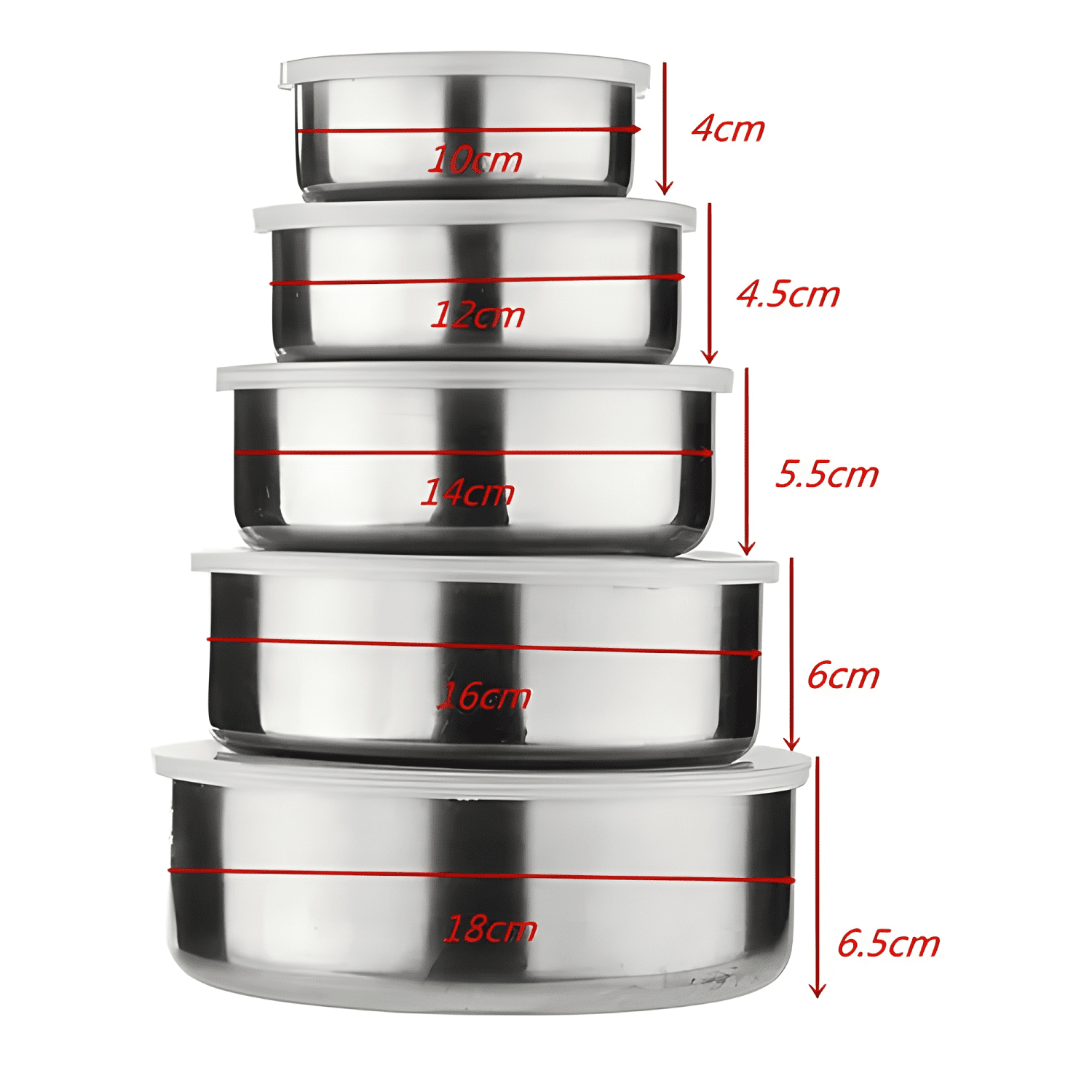 Pack 5 bowls cocina acero inoxidable con tapa apilables-2