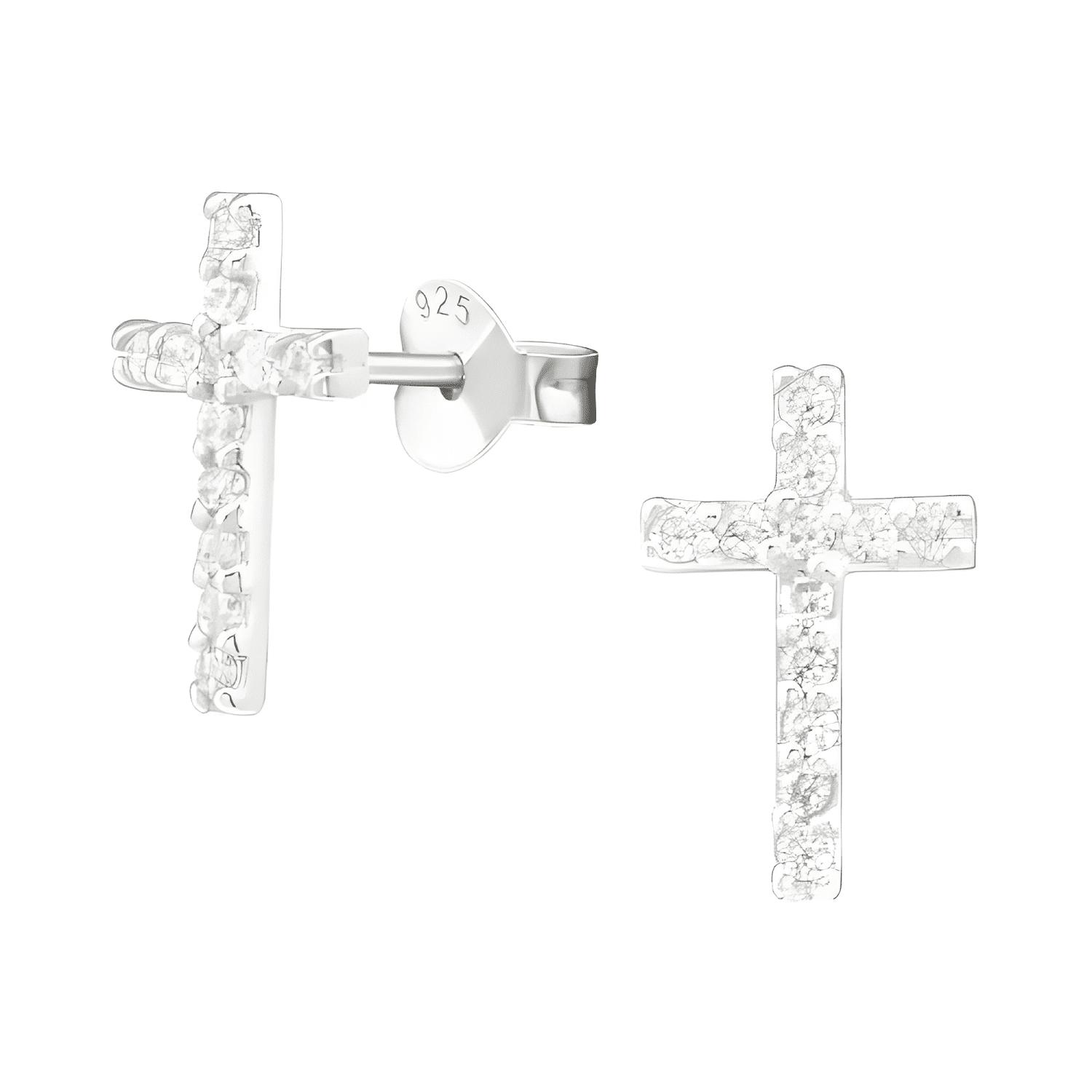 Aros De Cruz Brillante Para Hombre Y Mujer Plata 925 #1-0