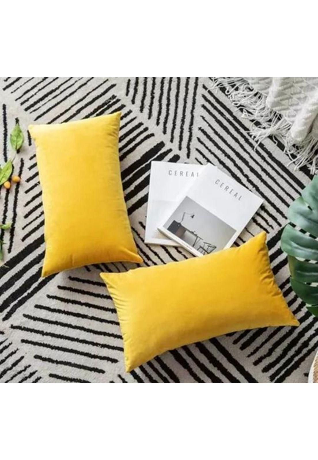 Pack de 2 Fundas Terciopelo Liso 30x50 cm Amarillo-2