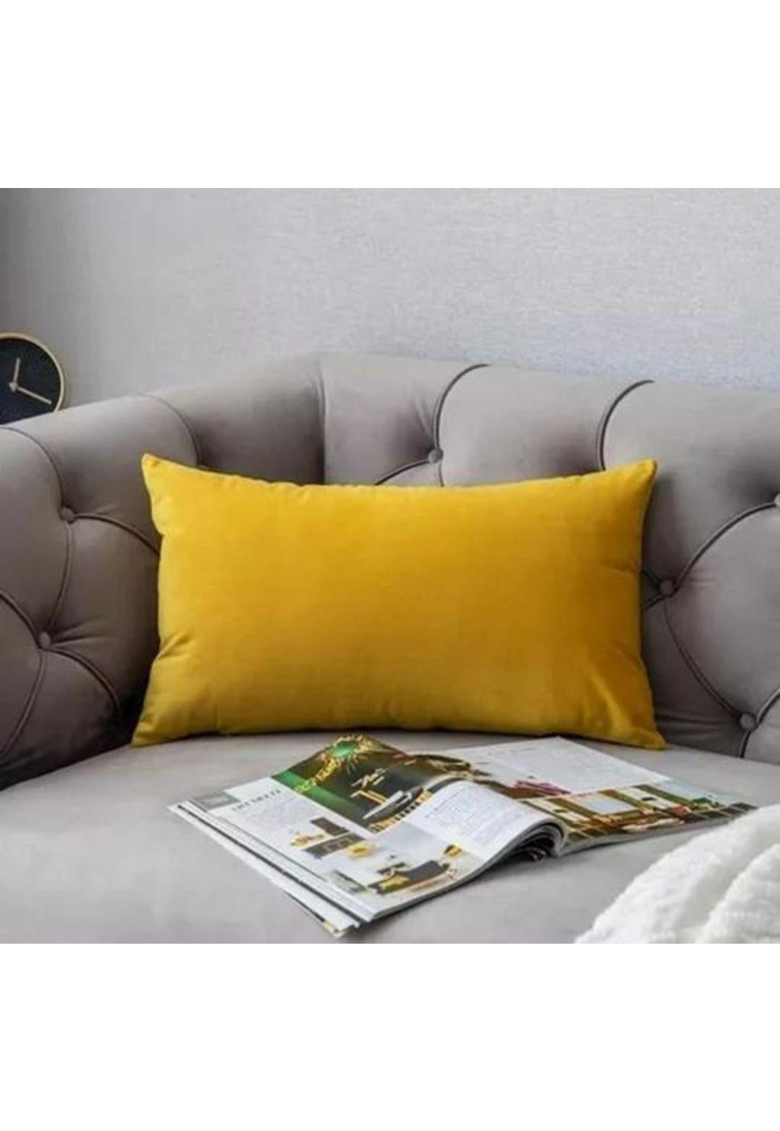 Pack de 2 Fundas Terciopelo Liso 30x50 cm Amarillo-3