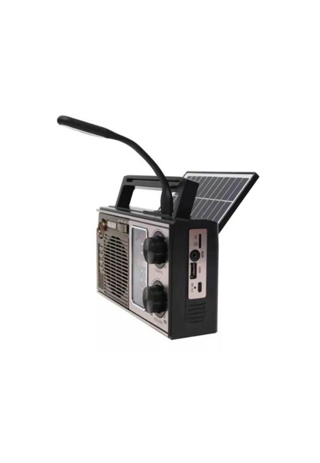 Radio vintage estilo antiguo, panel solar + luz + aux + USB, marrón-3