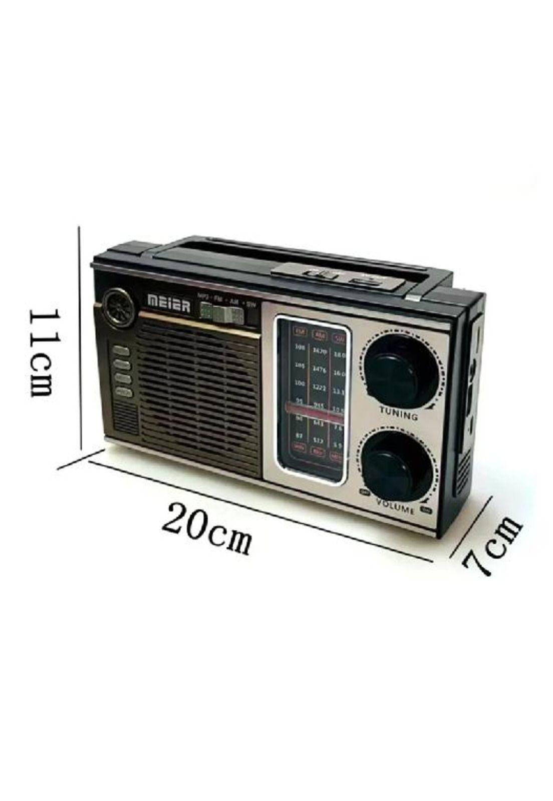 Radio vintage estilo antiguo, panel solar + luz + aux + USB, marrón-5