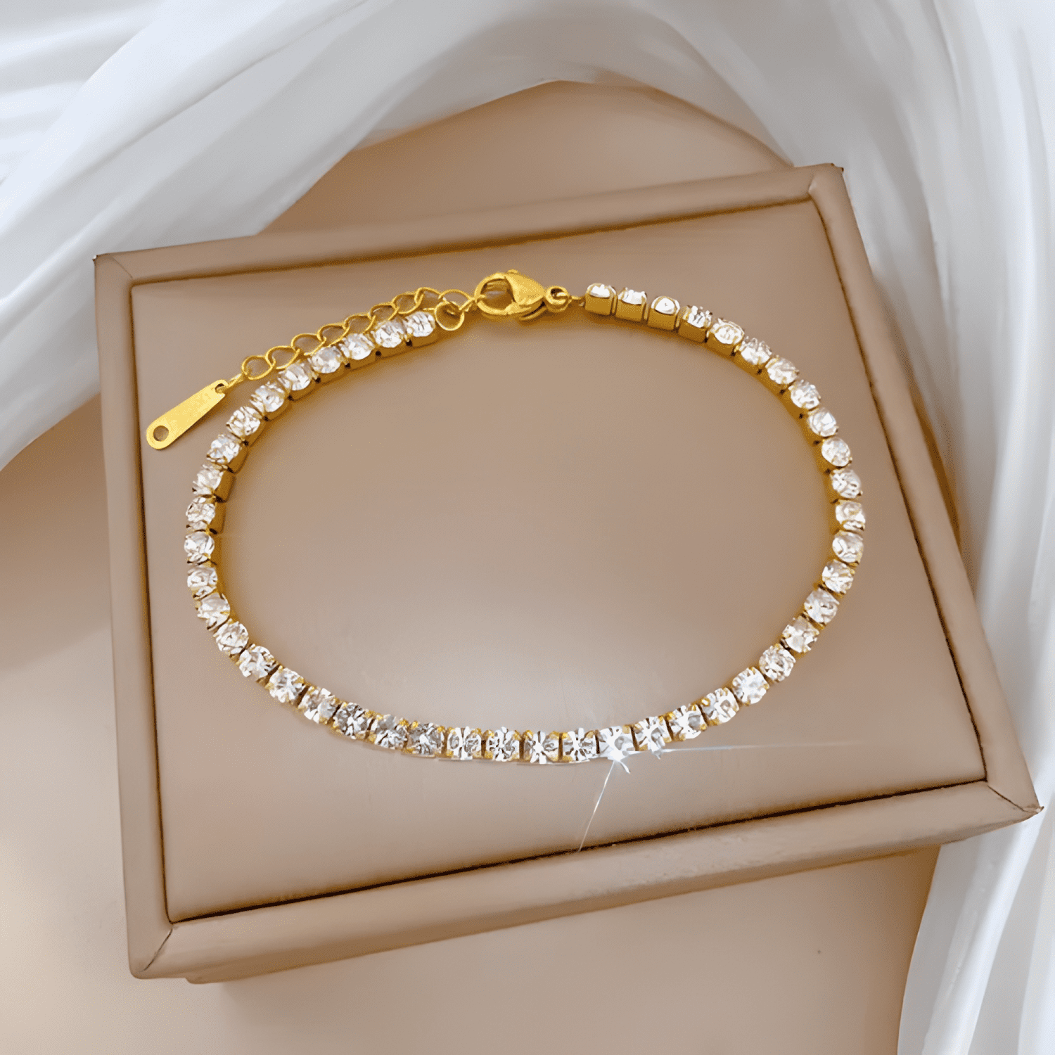 Pulsera de titanio ajustable cristales galvanizado mujer-1