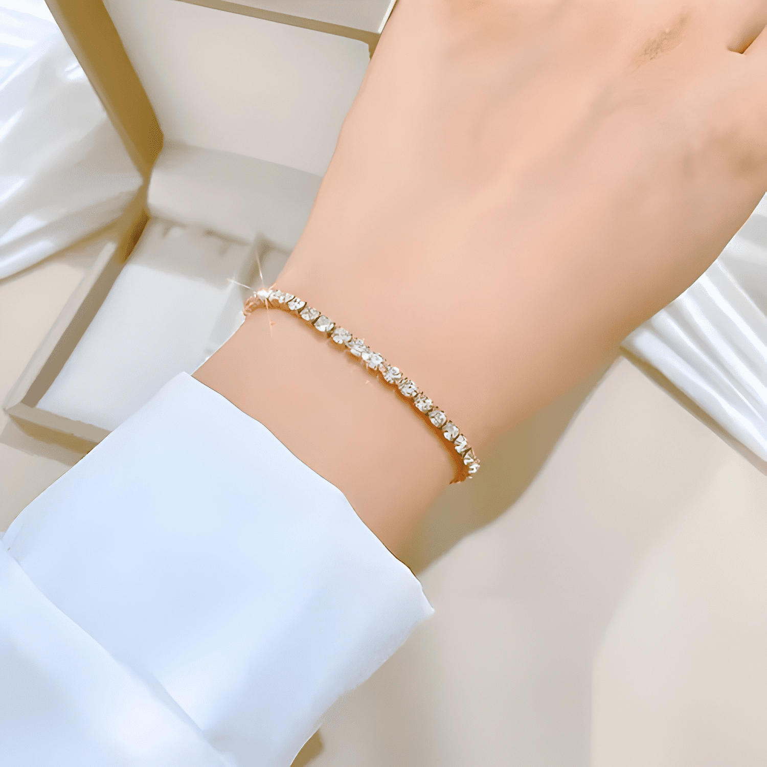Pulsera de titanio ajustable cristales galvanizado mujer-2