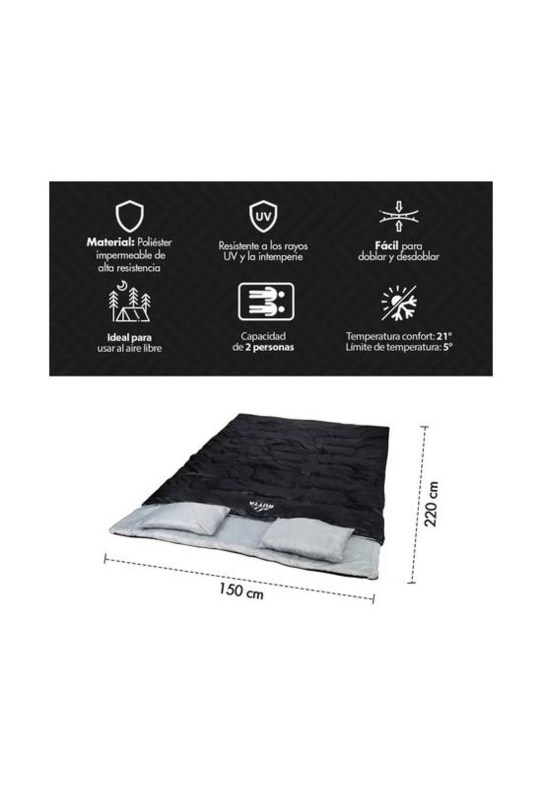 Saco de dormir 2 personas 300 grs, color negro 1617150-2