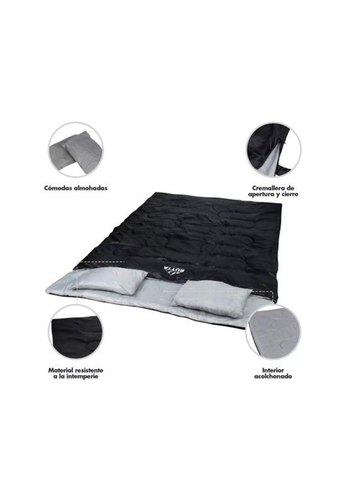 Saco de dormir 2 personas 300 grs, color negro 1617150-3