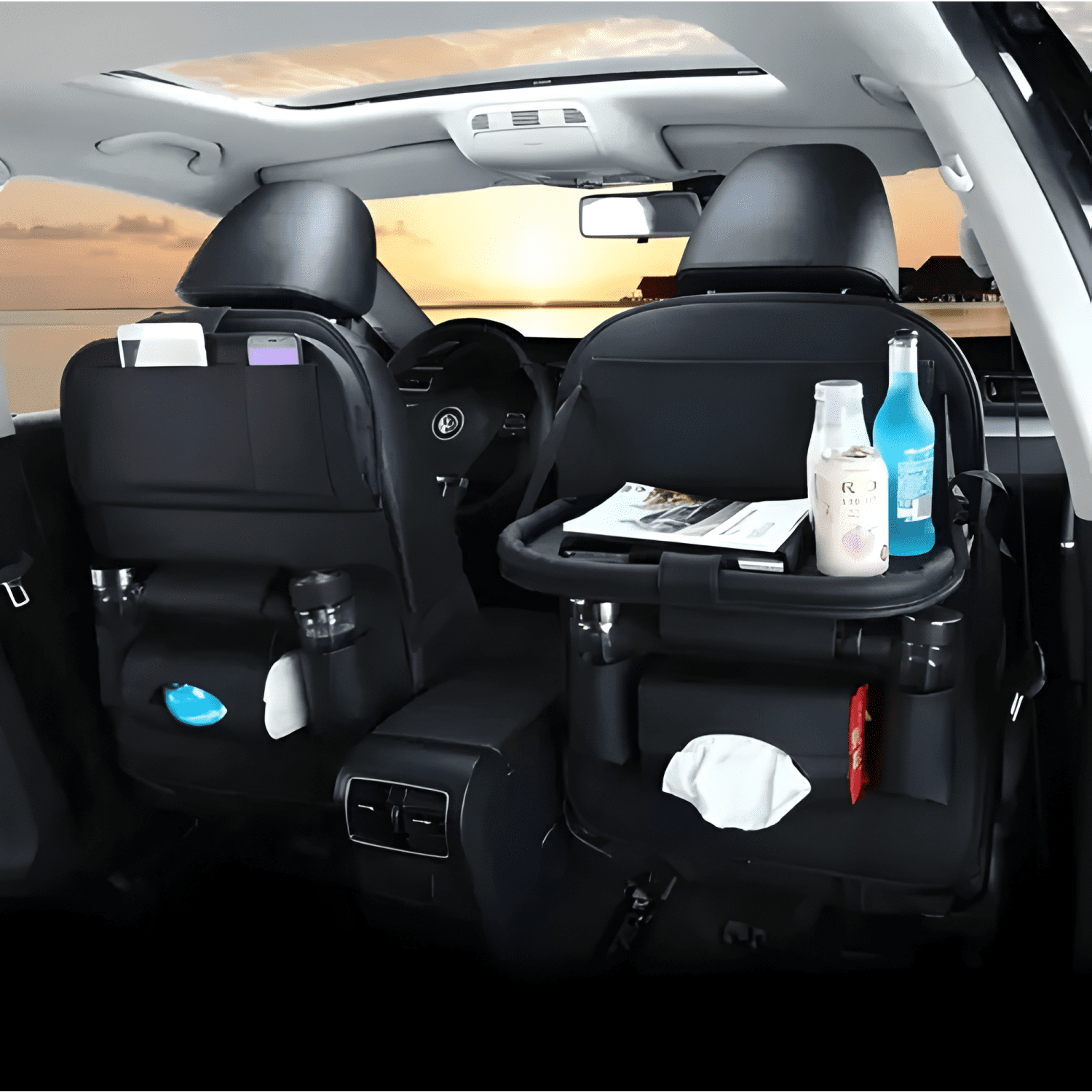 Ecocuero Organizador Auto Respaldo De Asiento Portavasos-1