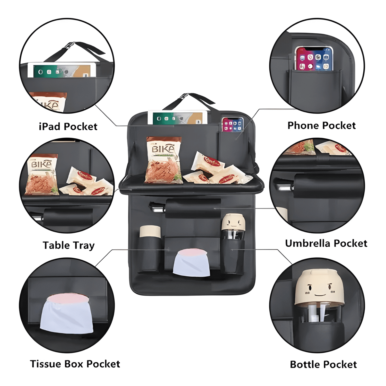 Ecocuero Organizador Auto Respaldo De Asiento Portavasos-2