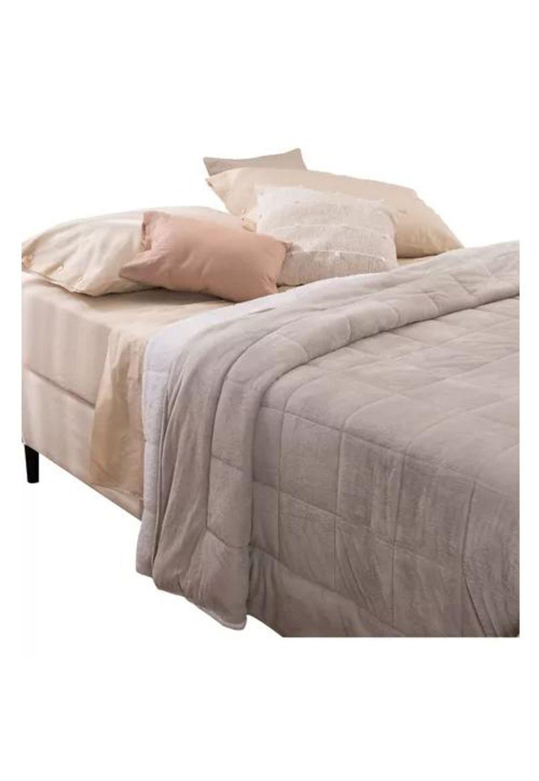 Cubrecama quilt chiporro sherpa king reversible, color gris-0