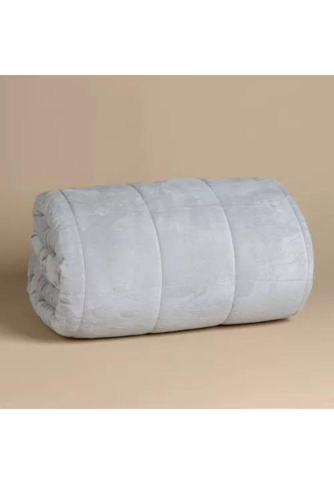 Cubrecama quilt chiporro sherpa king reversible, color gris-7