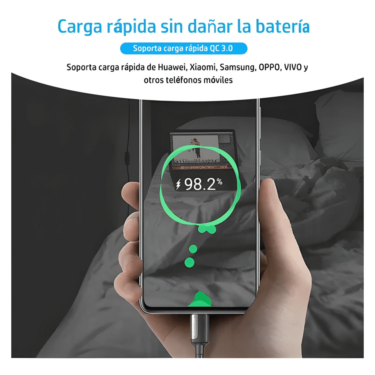 Cable tipo c a USB-C carga rápida 65w largo 2 metros #17-4