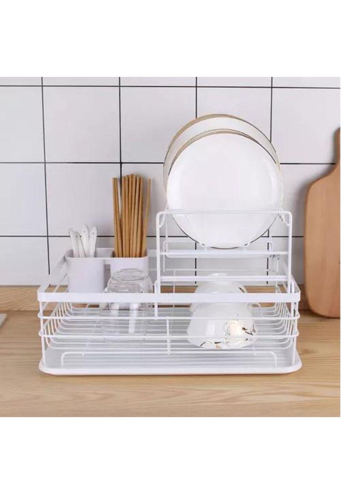 Secaplatos Escurridor - 2 Niveles, Acero Inox, Blanco, Simplit-3