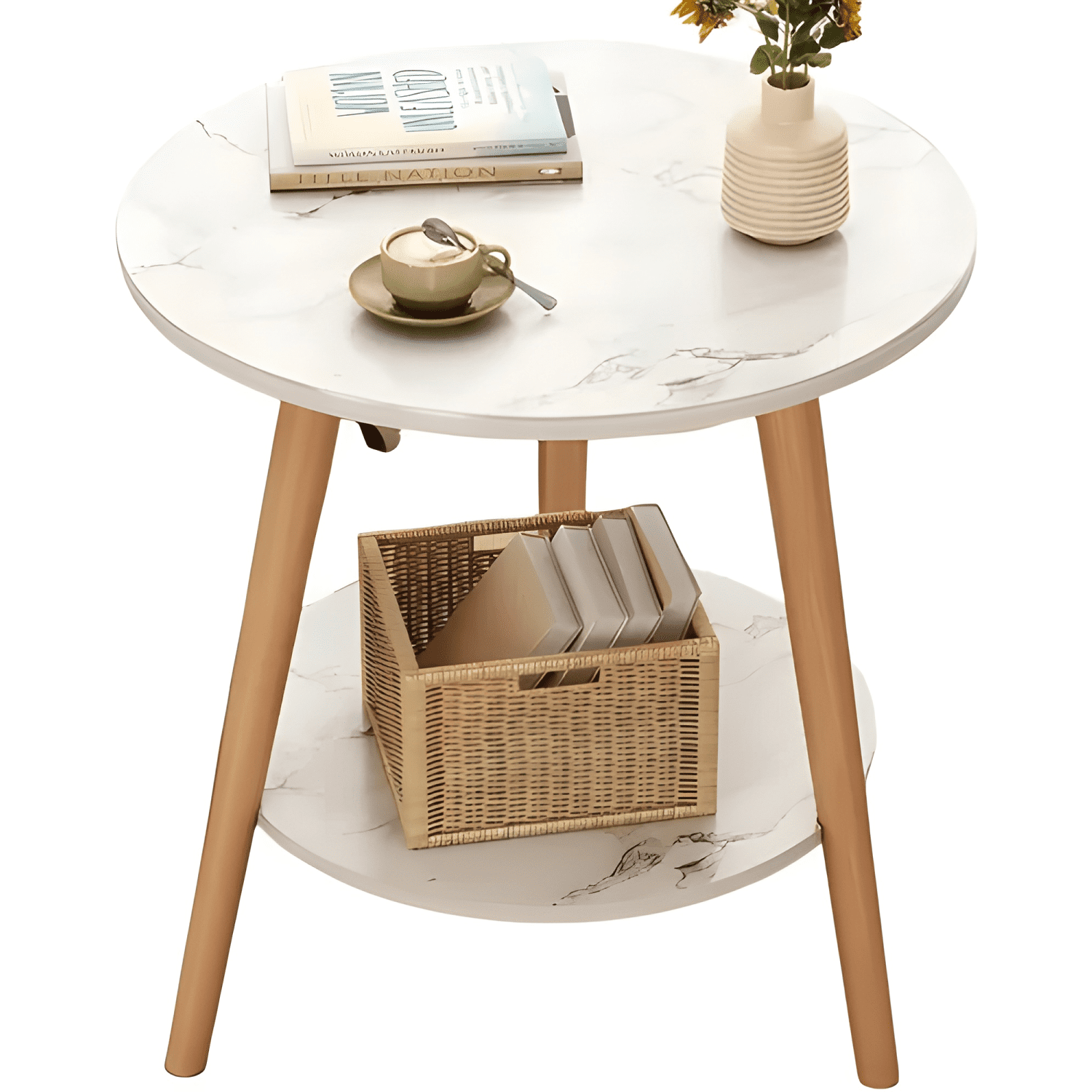 Mesa De Centro Con Diseño Nórdico 60x60x52cm-0