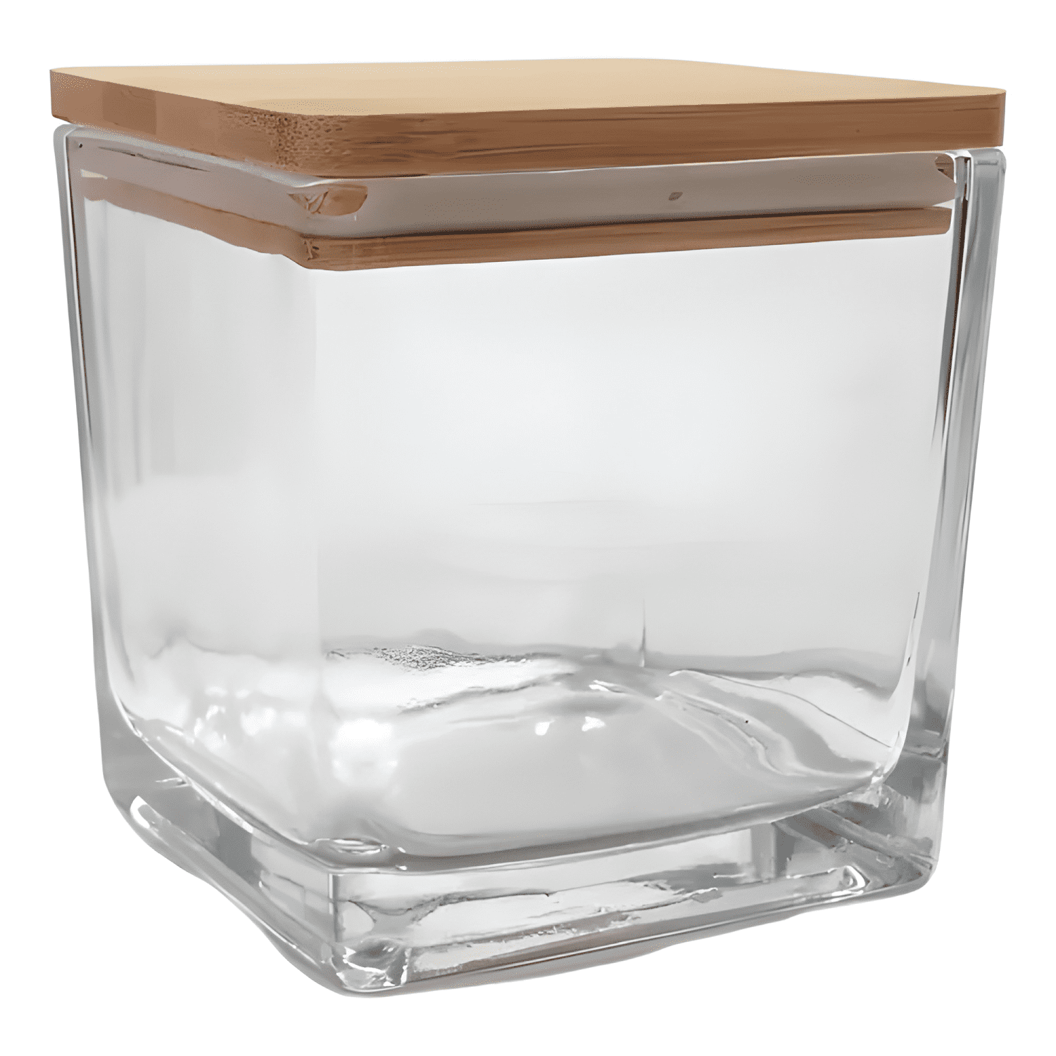 Frasco cuadrado vidrio 170 cc tapa madera 5u, transparente-0