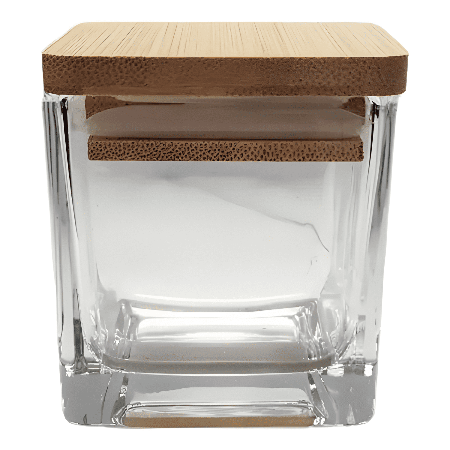 Frasco cuadrado vidrio 170 cc tapa madera 5u, transparente-2