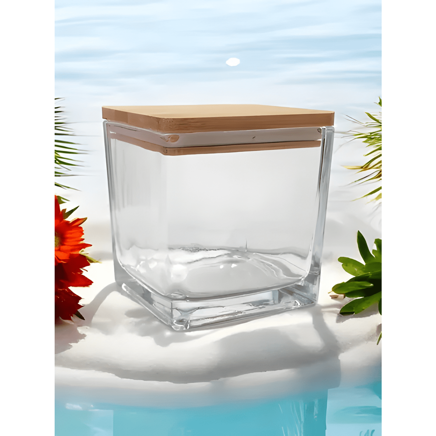 Frasco cuadrado vidrio 170 cc tapa madera 5u, transparente-3
