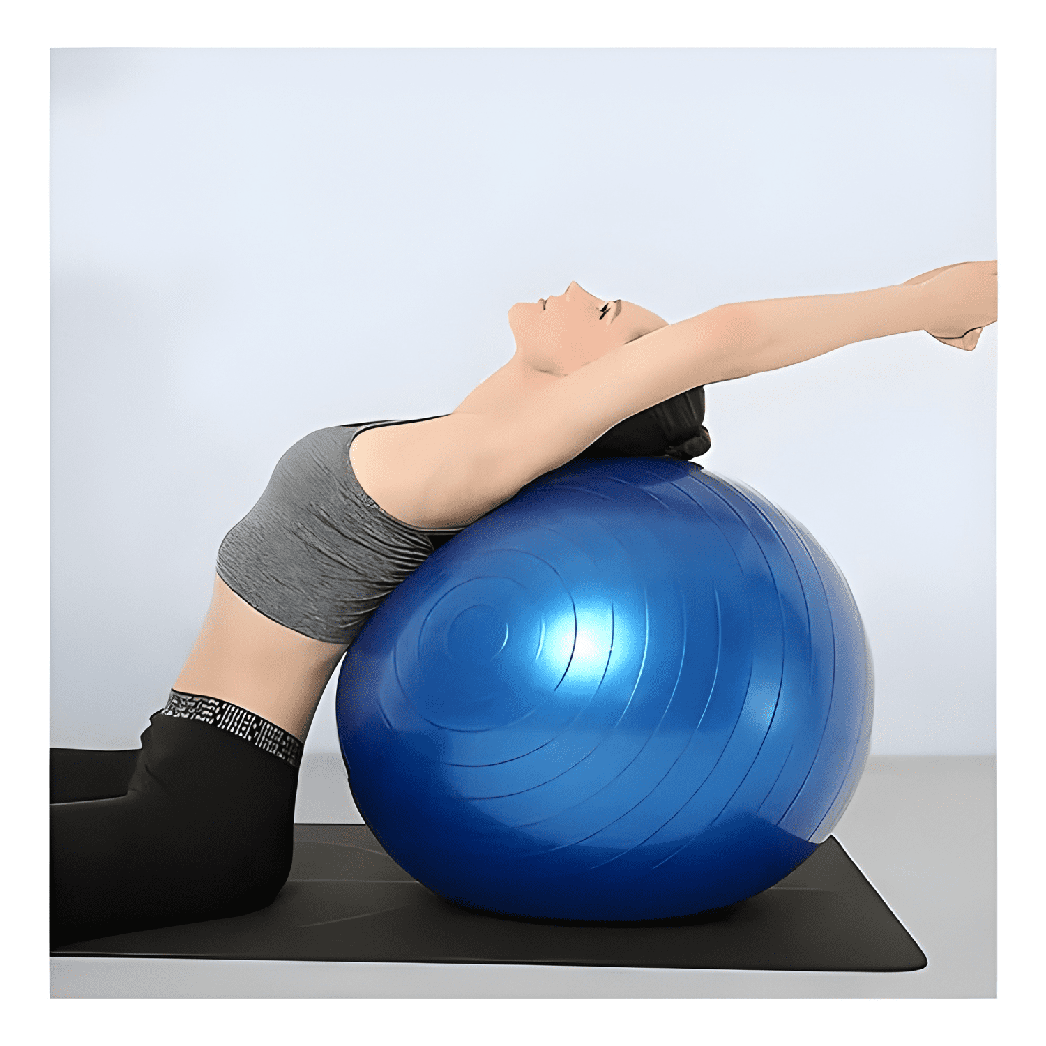 Pelota balón yoga pilates con inflador rakrose 55 cm Azul-3
