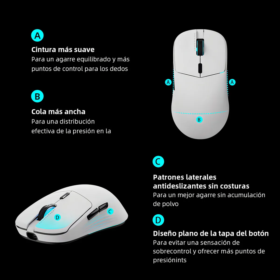 Mouse Thunderobot Ml7 gamer blanco recargable-1