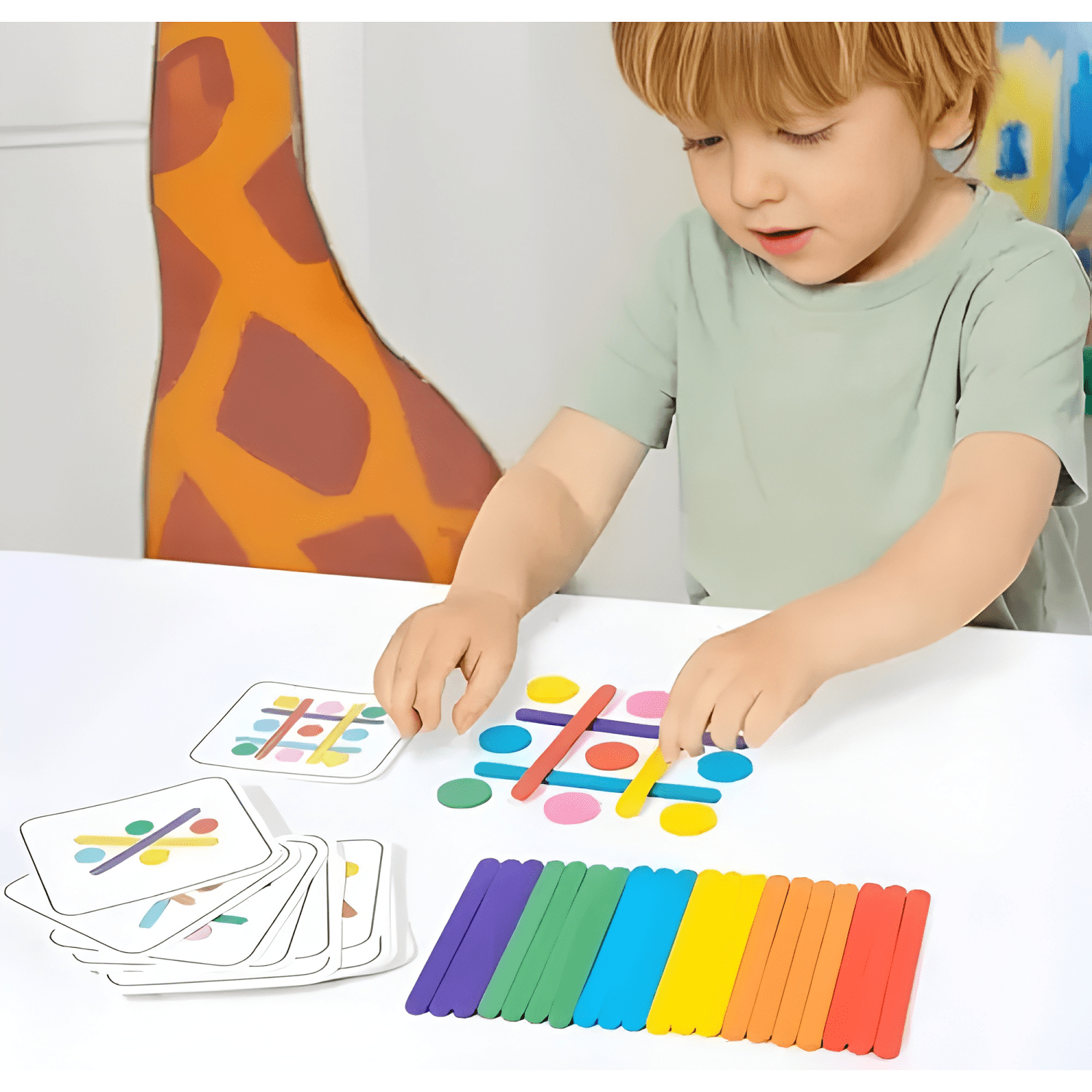 Juego didáctico patrones montessori palo arcoiris para niños-1