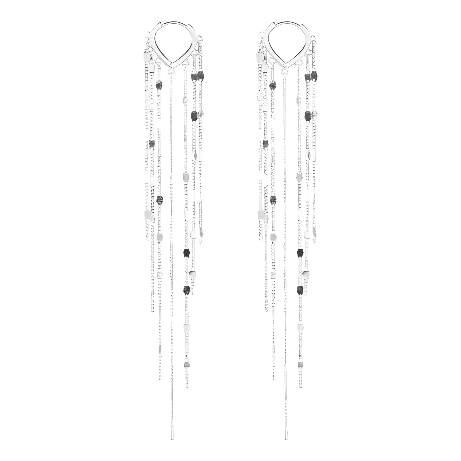 Aros Colgantes Largos Elegantes Cascada Plateado #2-0