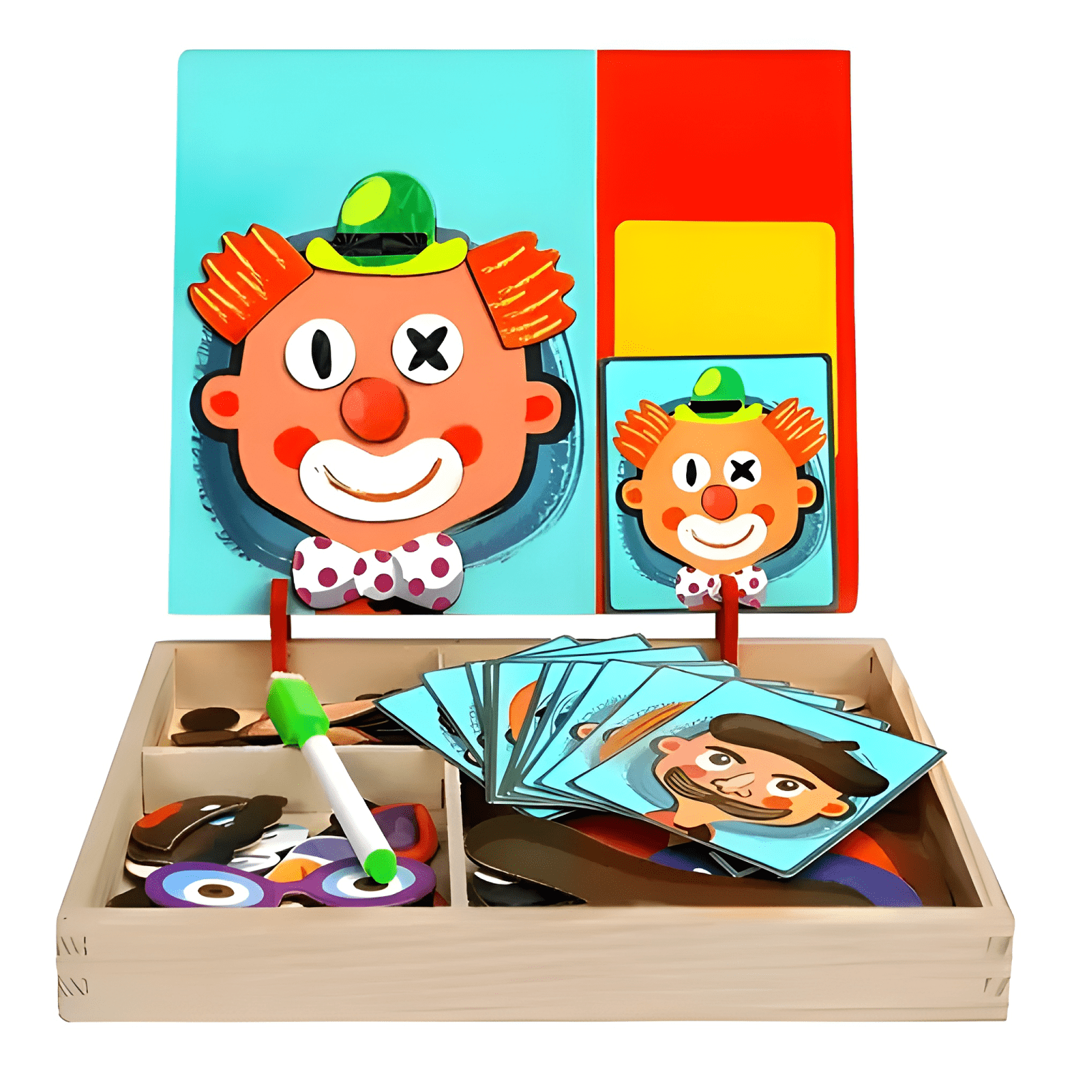 Juego didáctico rostros pizarra magnética niños-0