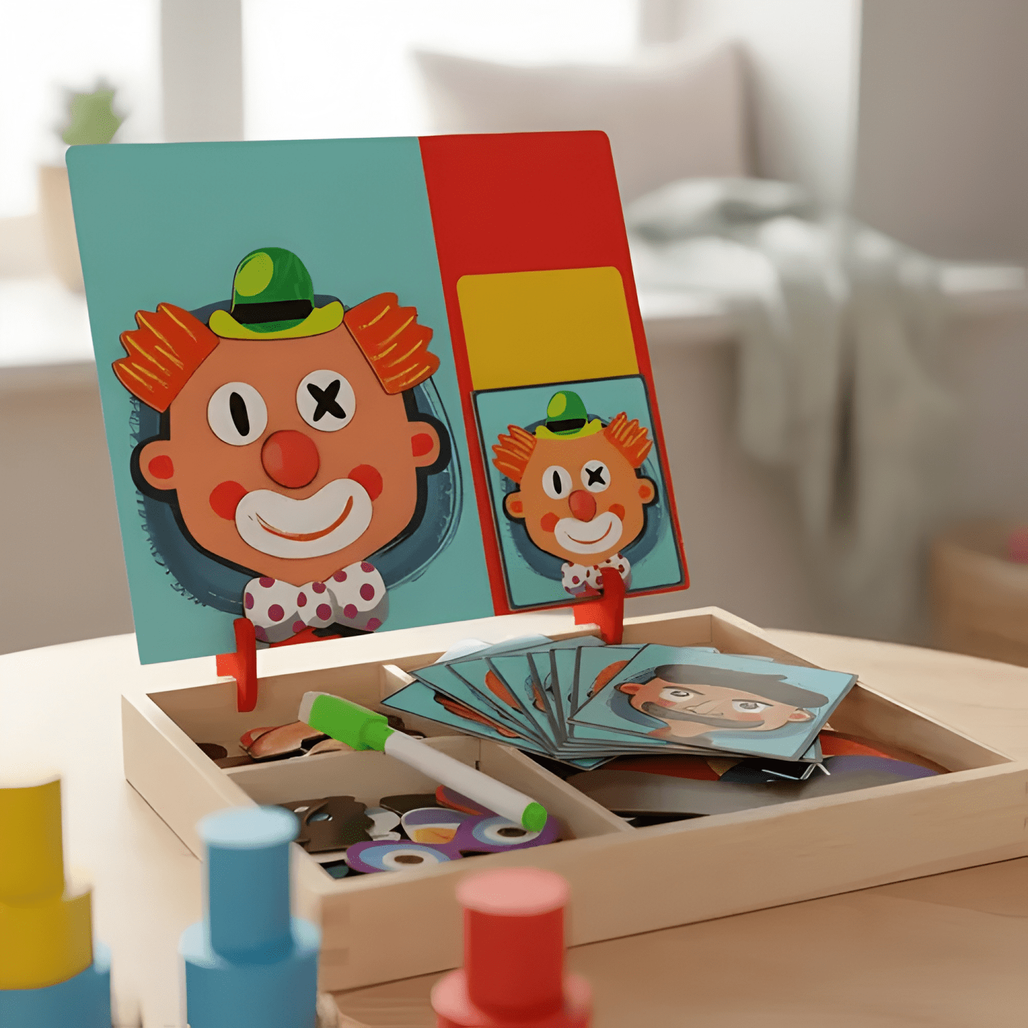 Juego didáctico rostros pizarra magnética niños-2