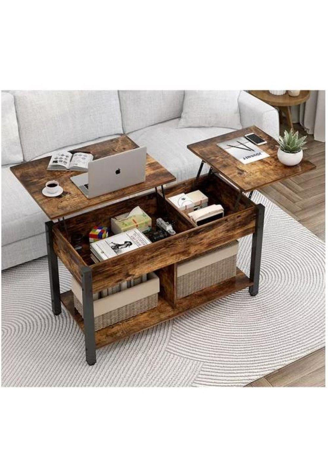 Mesa de Centro Elevable - Para Living, 110 x 49 x 48 cm, Marrón Oscuro-1