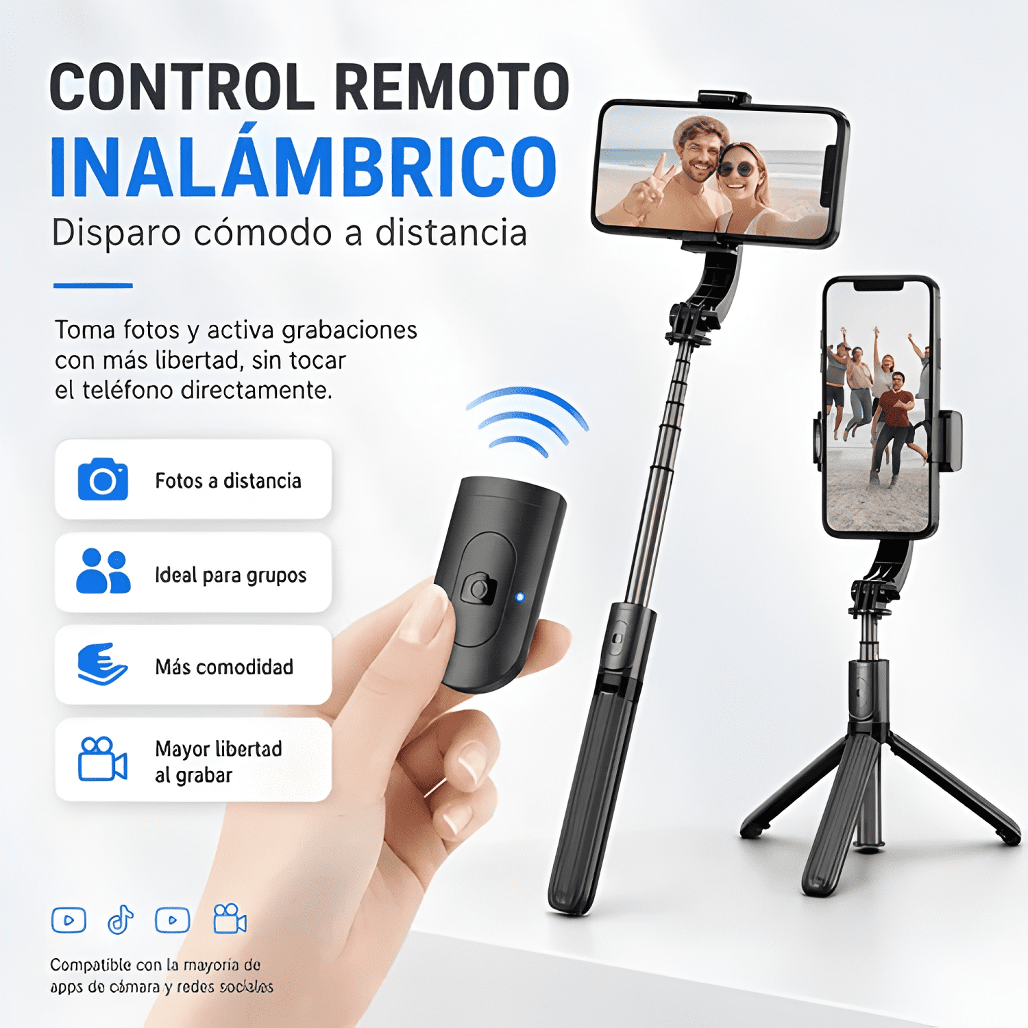 Estabilizador Celular Gimbal L08 Selfie Stick, Tripode/mando-3
